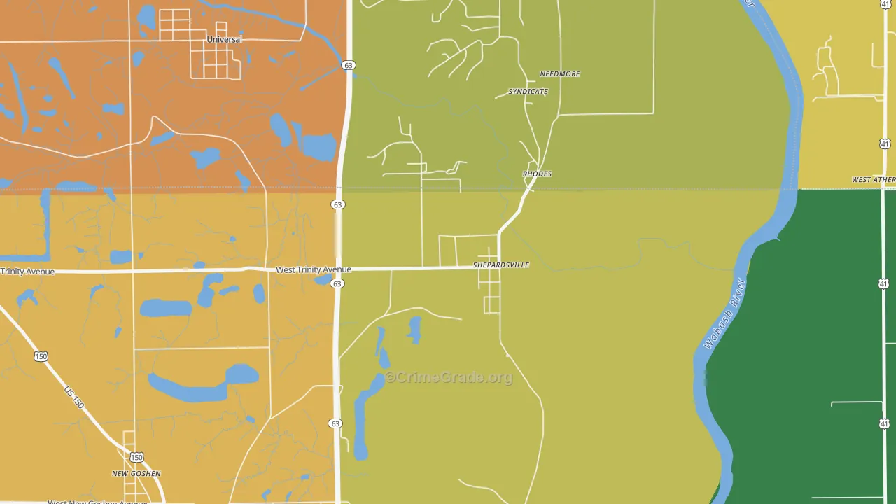Shepardsville, IN Map of Assault Rates