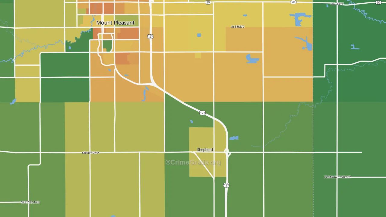 Shepherd, MI Map of Assault Rates