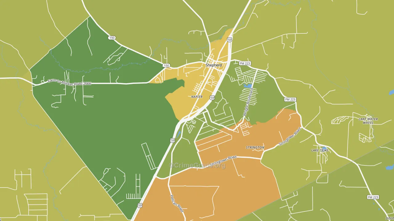 Shepherd, TX Map of Assault Rates