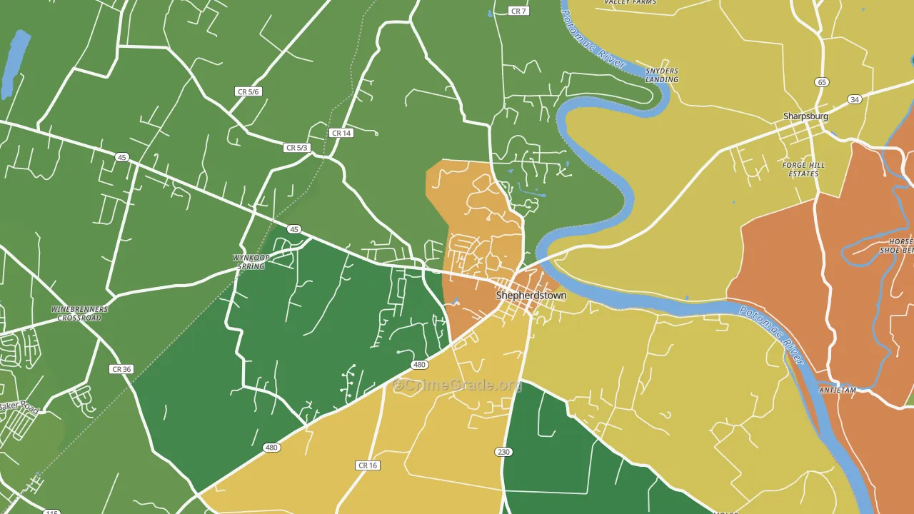Shepherdstown, WV Map of Assault Rates