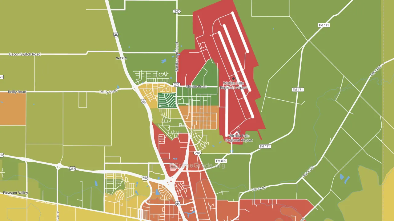 Sheppard Afb, TX Map of Assault Rates