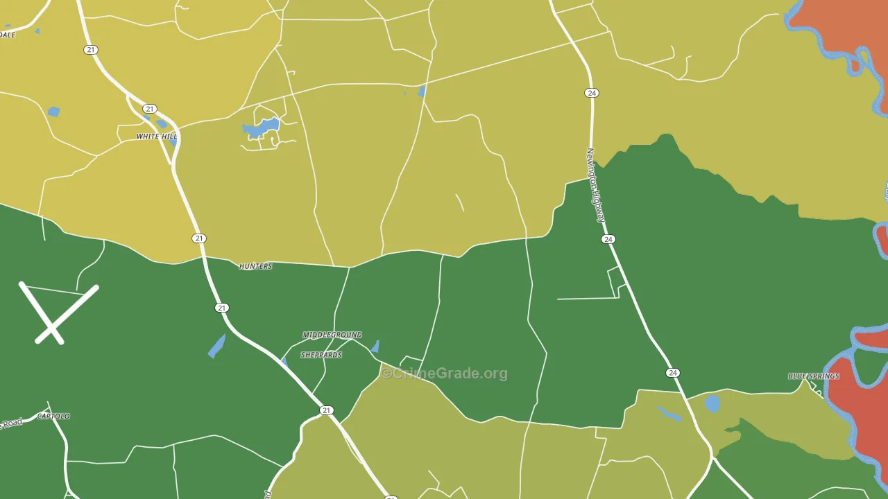 Sheppards, GA Map of Assault Rates