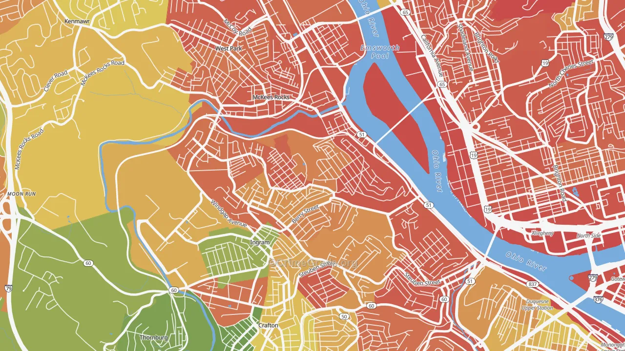 Sheraden, Pittsburgh, PA Map of Assault Rates