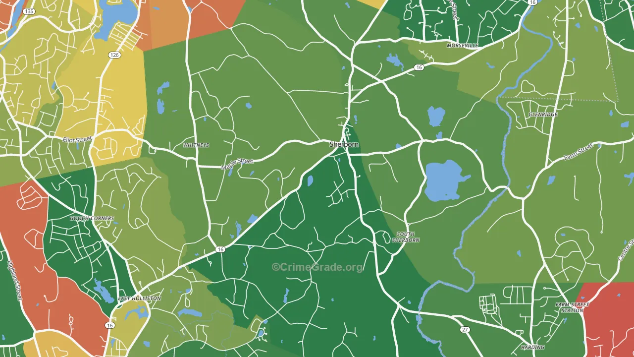 Sherborn, MA Map of Assault Rates