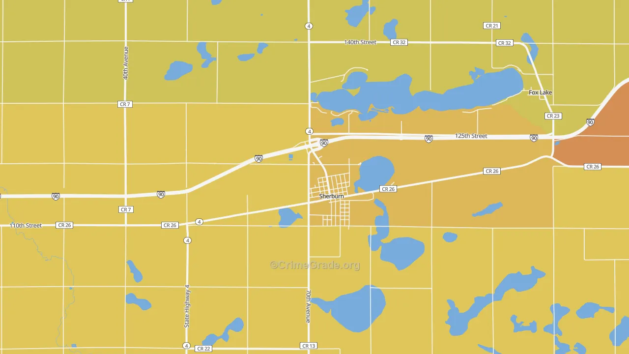 Sherburn, MN Map of Assault Rates