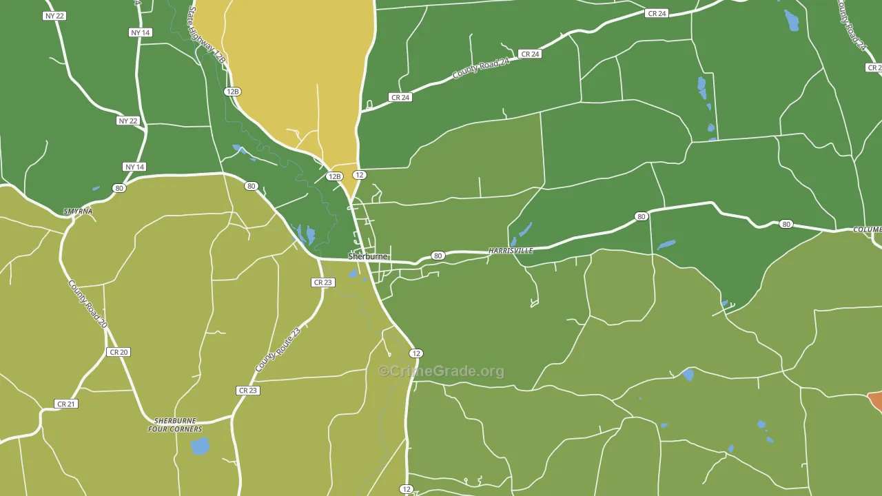 Sherburne, NY Map of Assault Rates