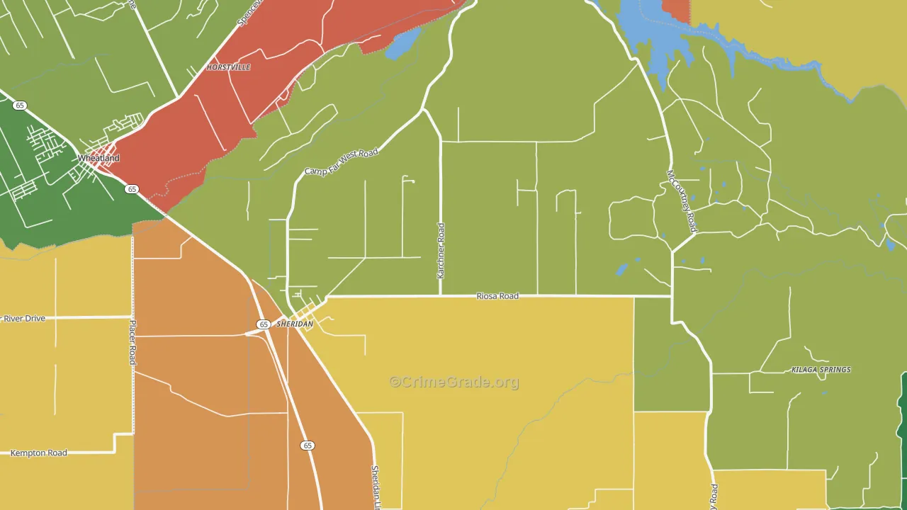 Sheridan, CA Map of Assault Rates