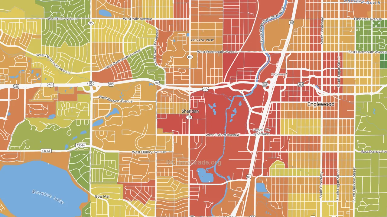 Sheridan, CO Map of Assault Rates