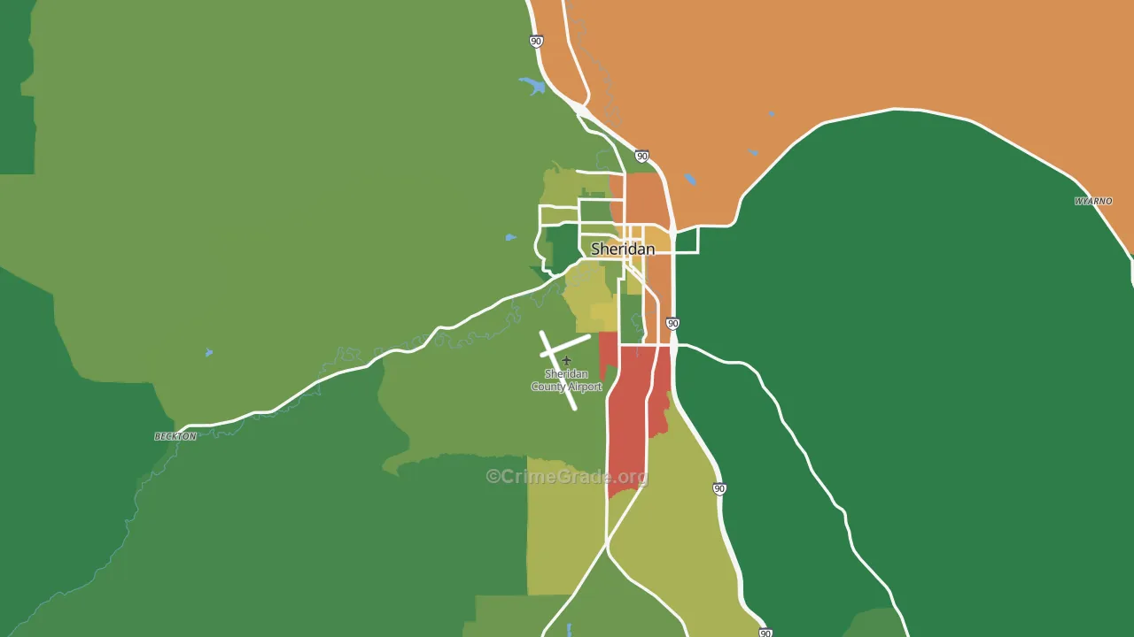 Sheridan County, WY Map of Assault Rates