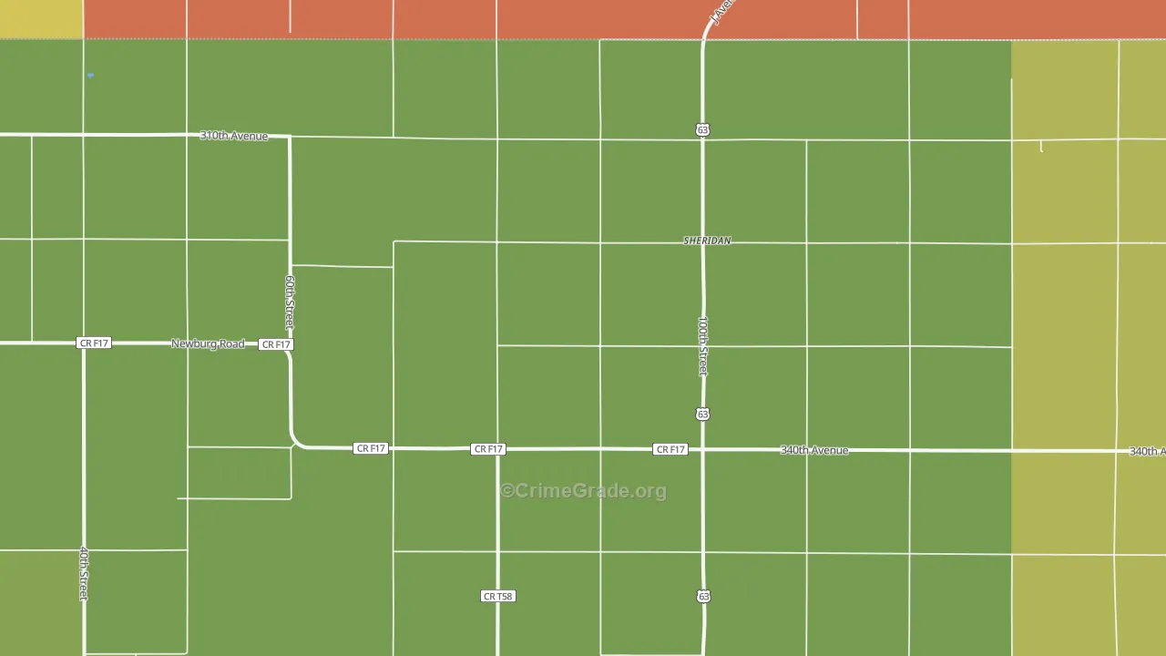 Sheridan, IA Map of Assault Rates