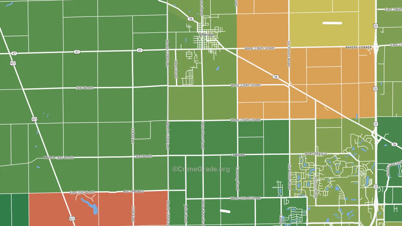 Sheridan, IN Map of Assault Rates