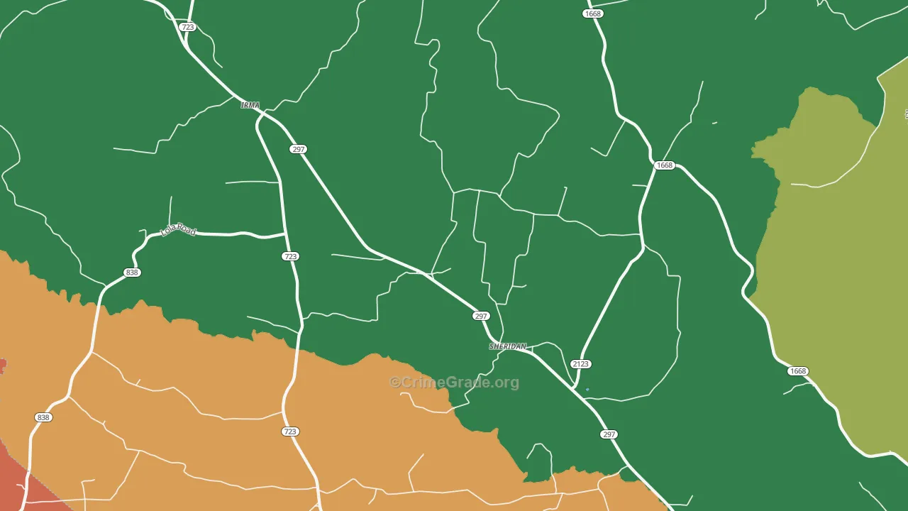 Sheridan, KY Map of Assault Rates