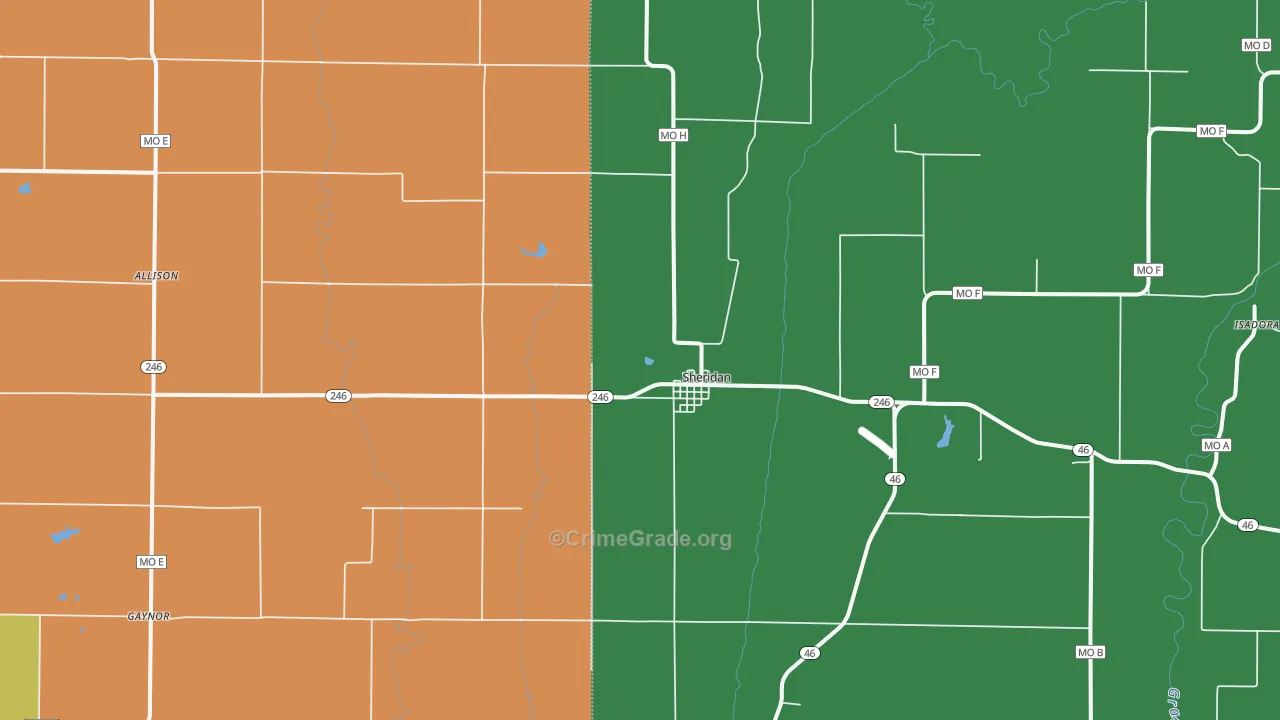 Sheridan, MO Map of Assault Rates