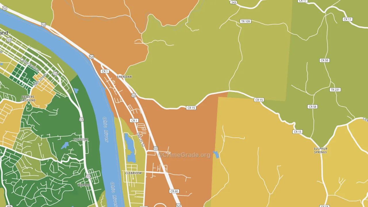 Sheridan, OH Map of Assault Rates