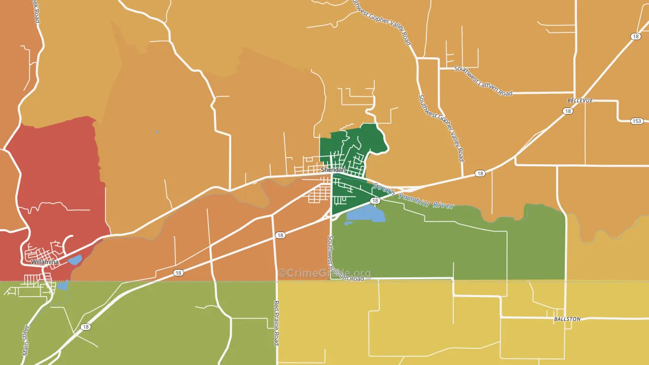 Sheridan, OR Map of Assault Rates