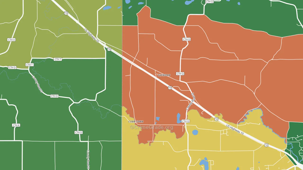 Sheridan, WI Map of Assault Rates