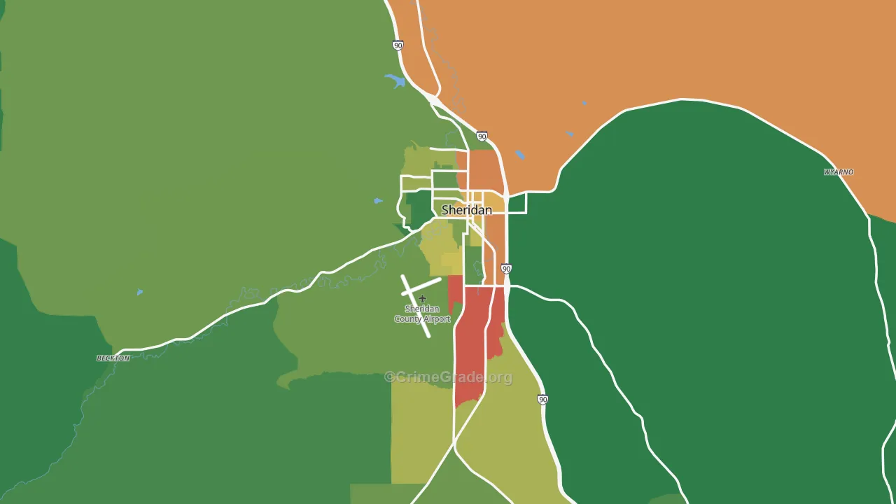 Sheridan, WY Map of Assault Rates