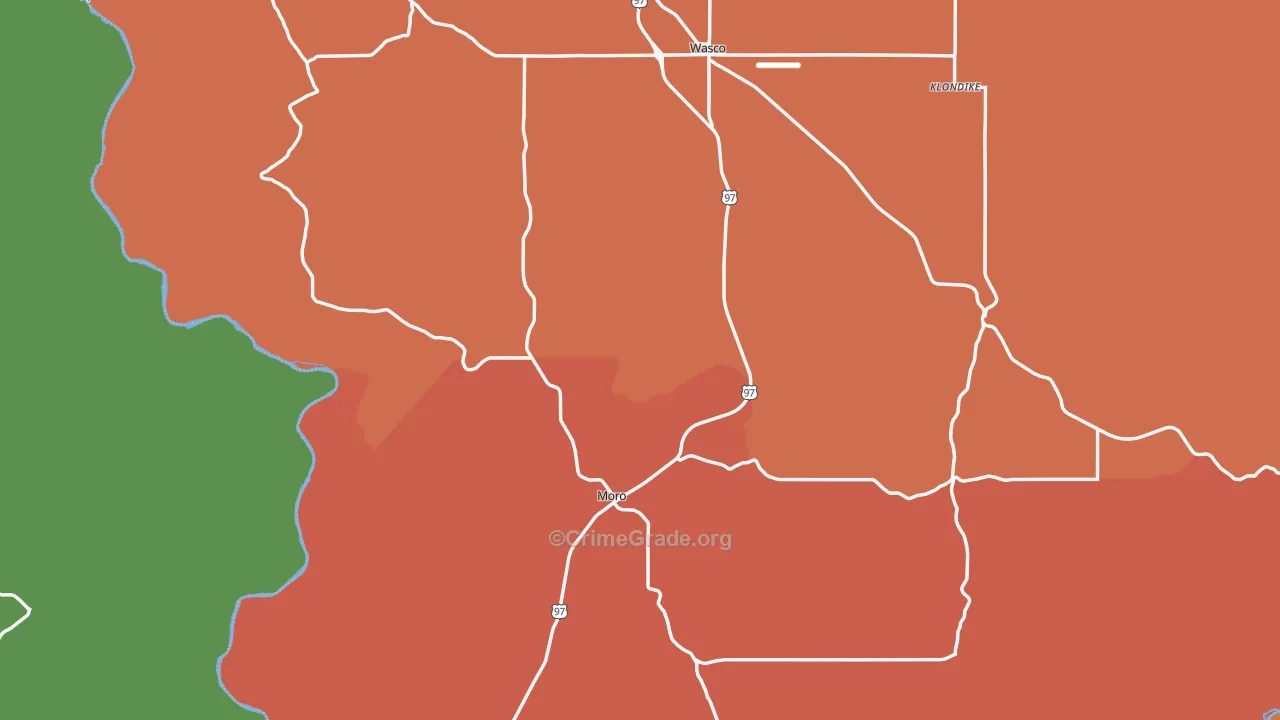Sherman County, OR Map of Assault Rates