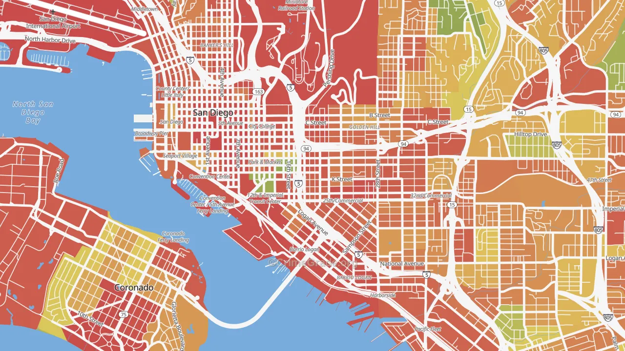 Sherman Heights, San Diego, CA Map of Assault Rates