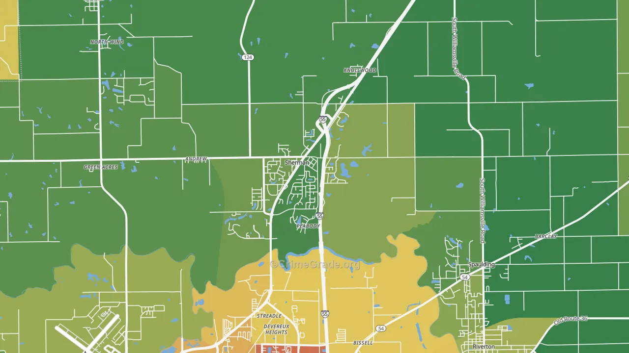 Sherman, IL Map of Assault Rates