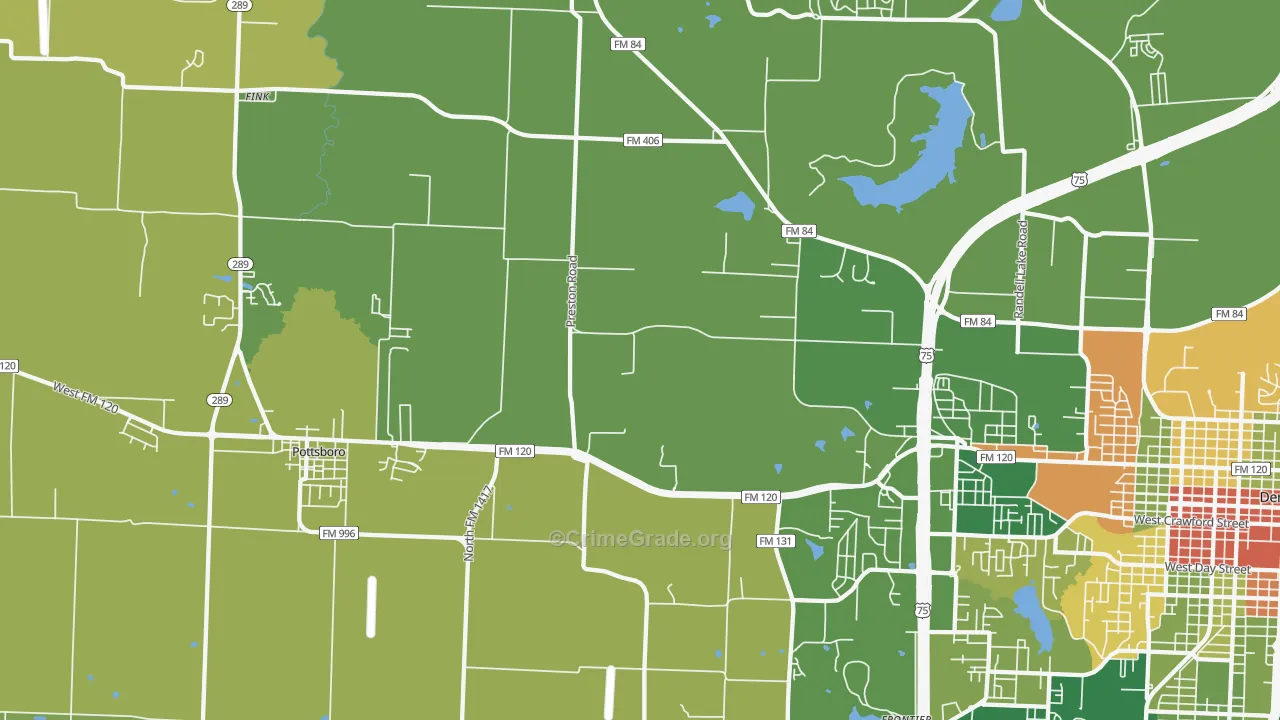 Sherman Junction, TX Map of Assault Rates
