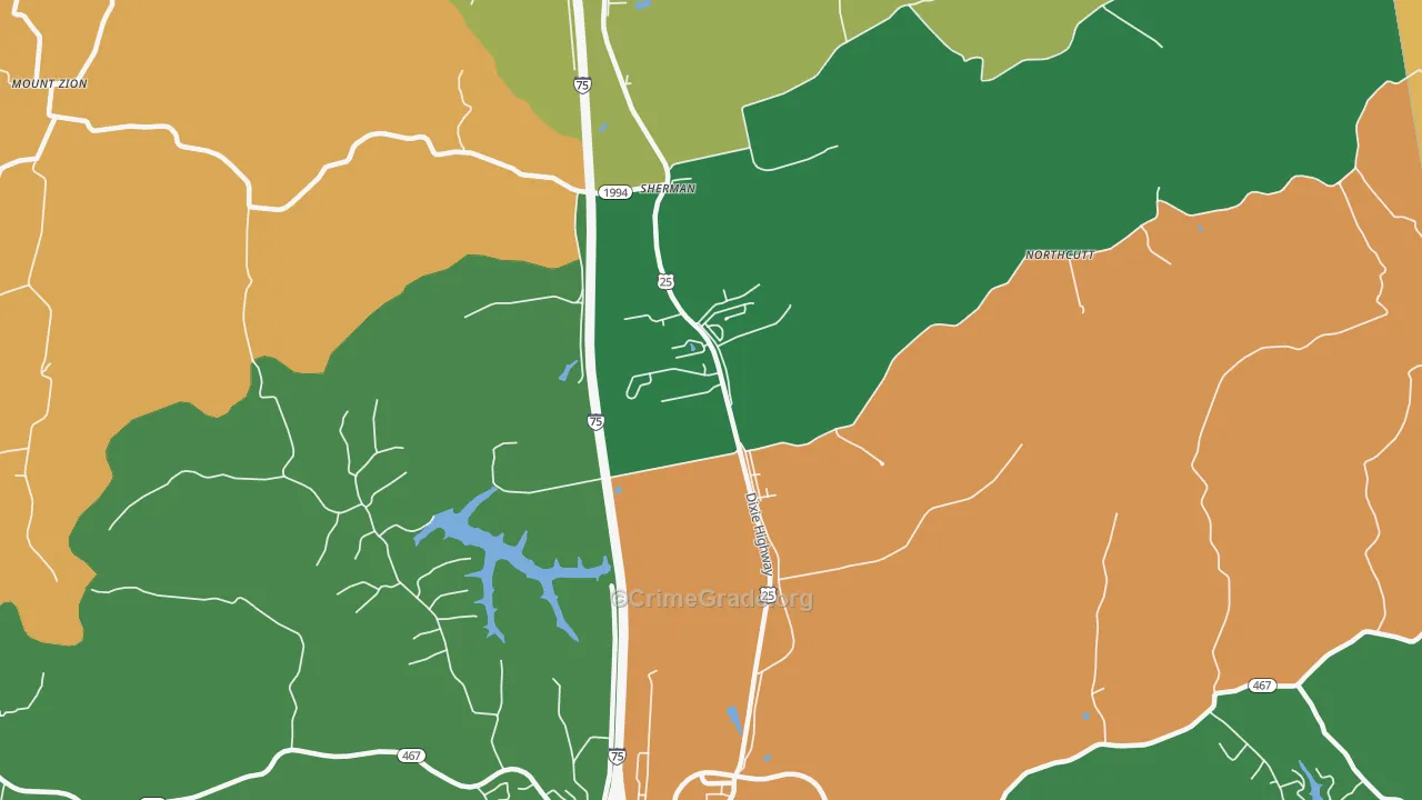 Sherman, KY Map of Assault Rates