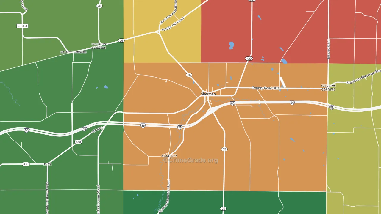 Sherman, NY Map of Assault Rates