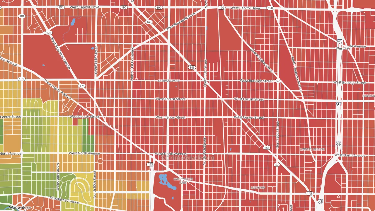Sherman Park, Milwaukee, WI Map of Assault Rates