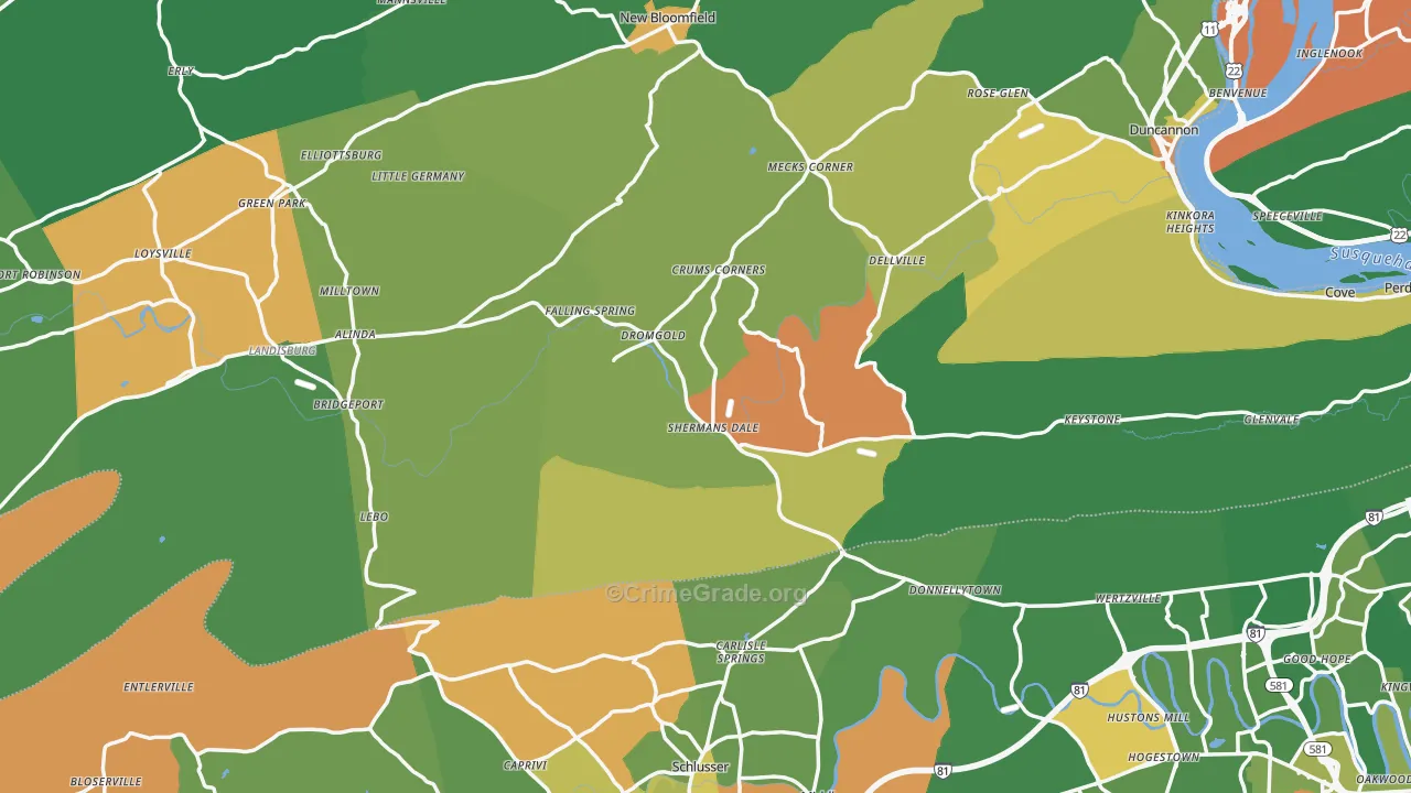 Shermans Dale, PA Map of Assault Rates