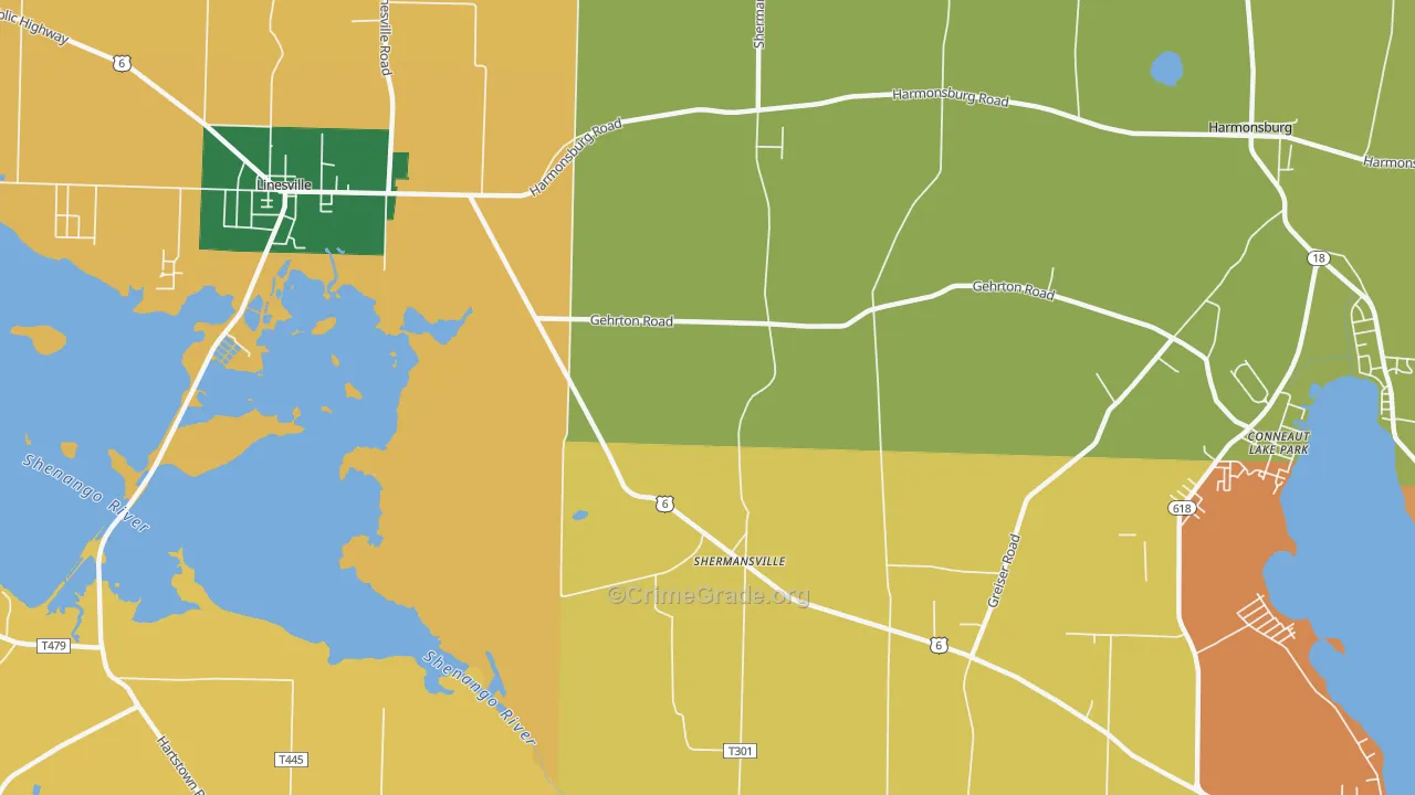 Shermansville, PA Map of Assault Rates