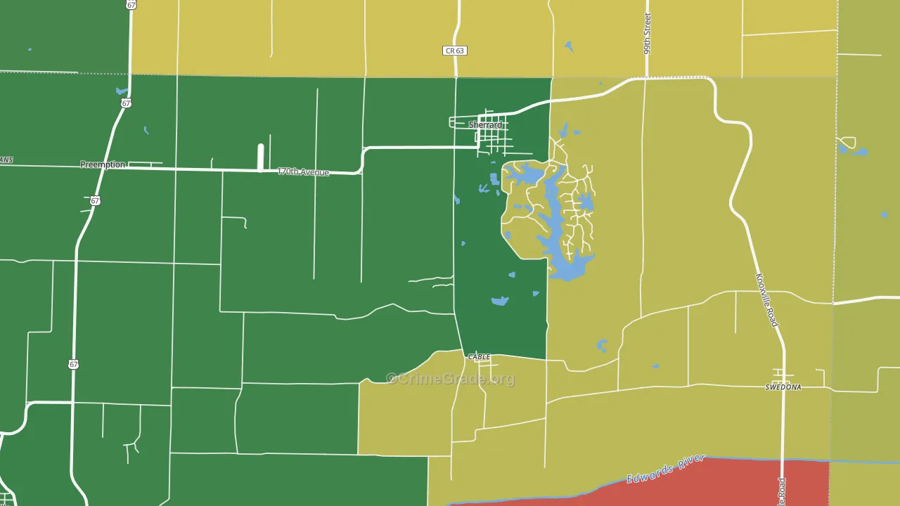 Sherrard, IL Map of Assault Rates