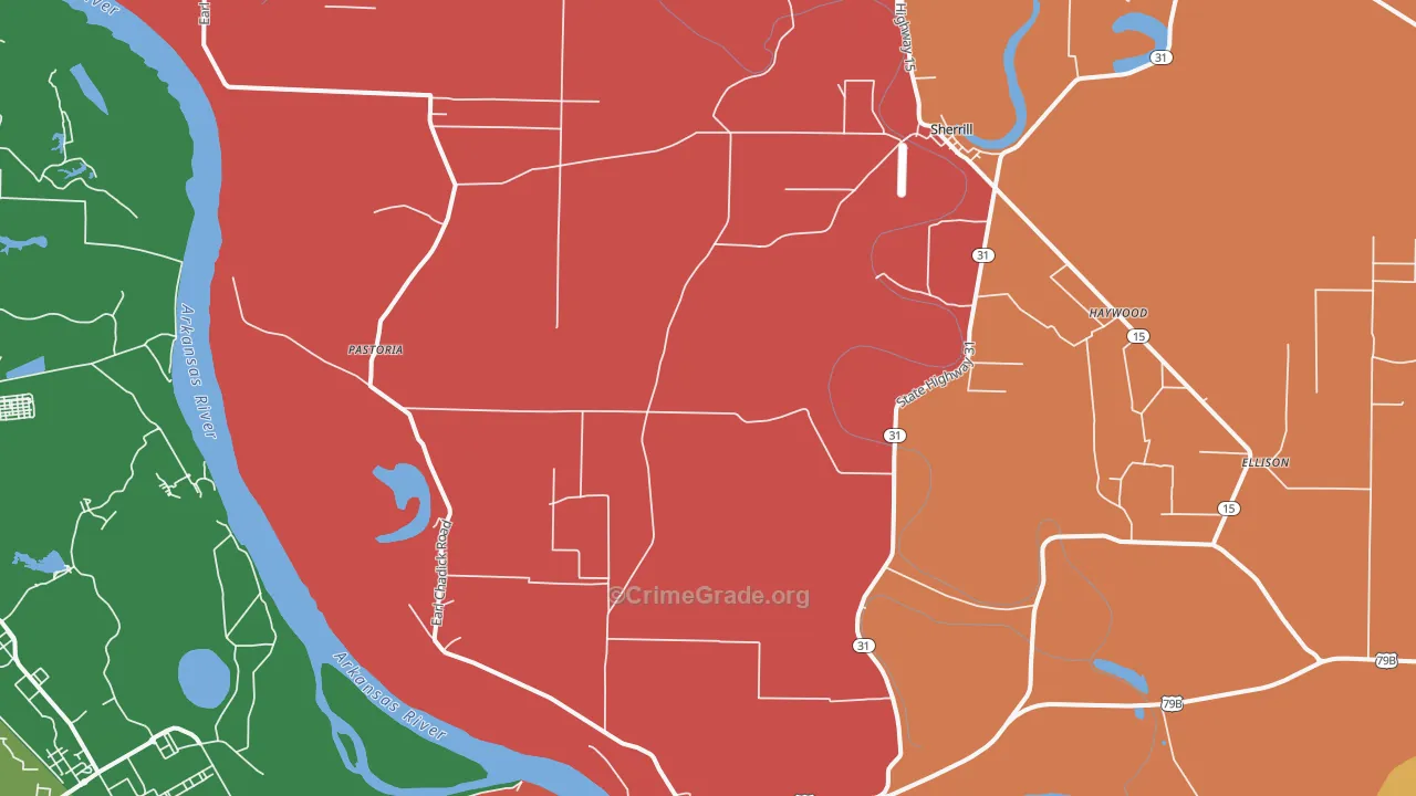 Sherrill, AR Map of Assault Rates