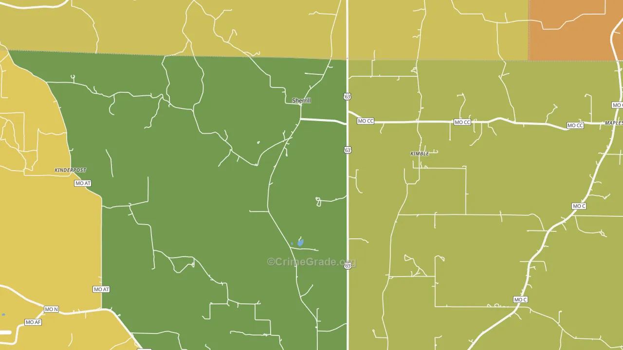 Sherrill, MO Map of Assault Rates