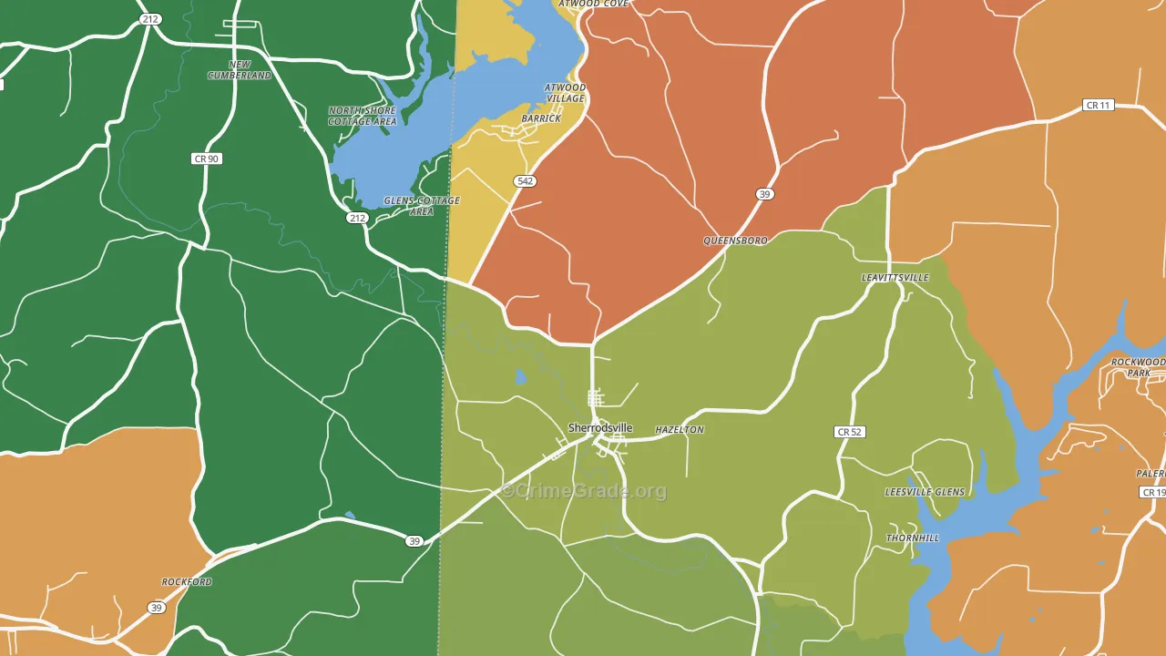 Sherrodsville, OH Map of Assault Rates