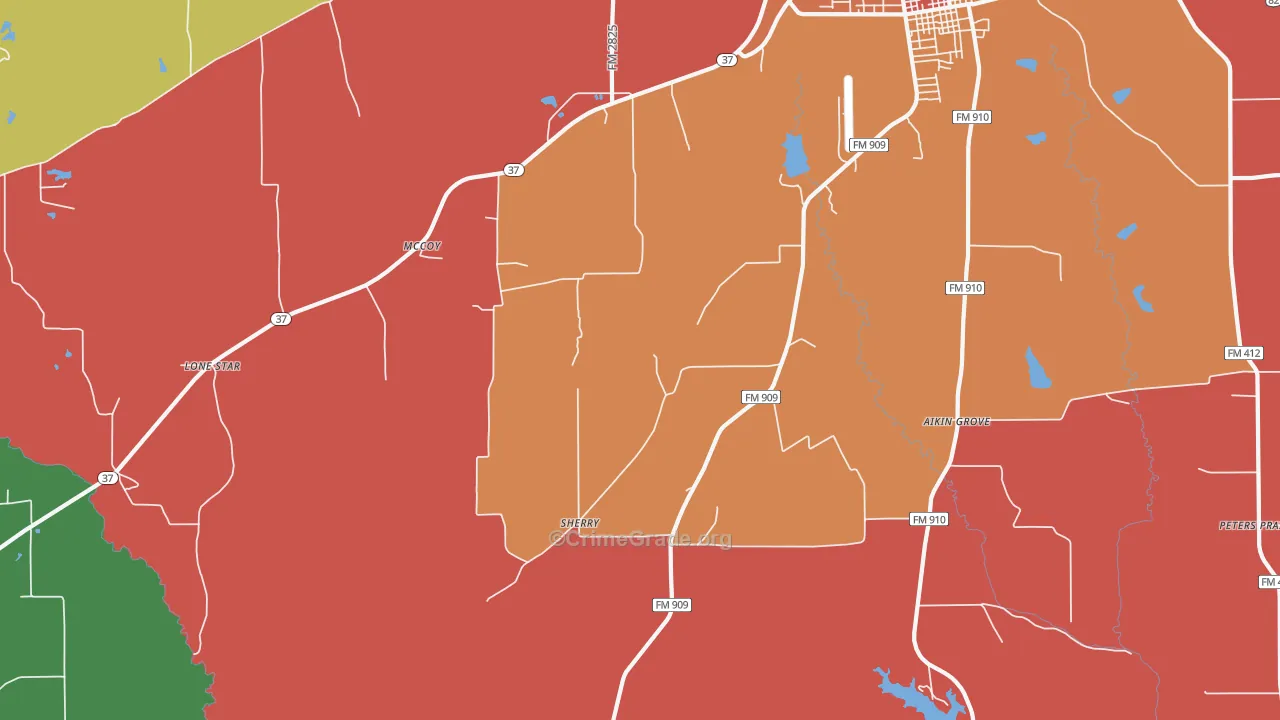 Sherry, TX Map of Assault Rates