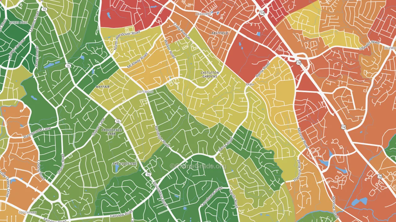 Sherwood Forest, Charlotte, NC Map of Assault Rates