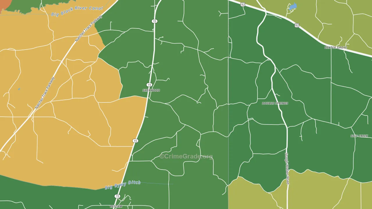 Sherwood, MS Map of Assault Rates