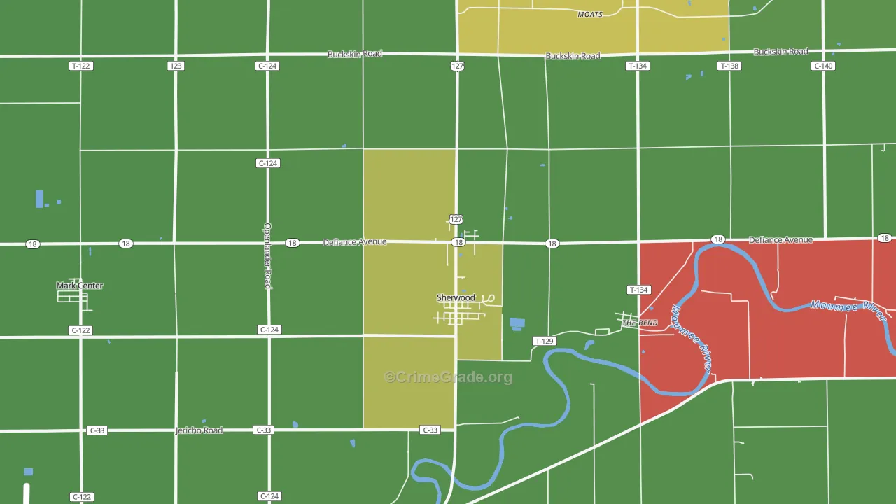 Sherwood, OH Map of Assault Rates