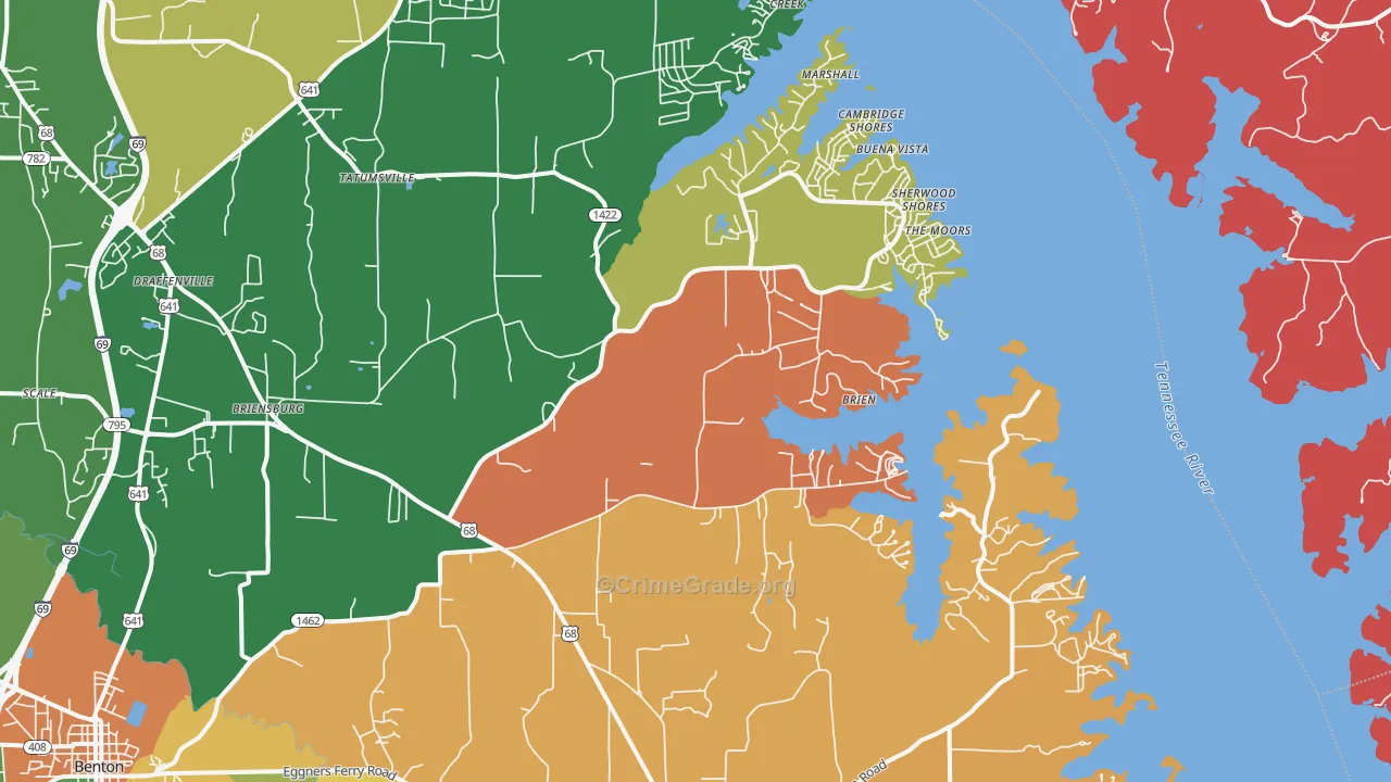 Sherwood Shores, KY Map of Assault Rates