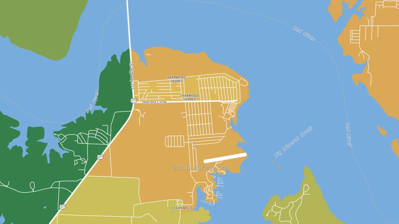 Sherwood Shores, TX Map of Assault Rates