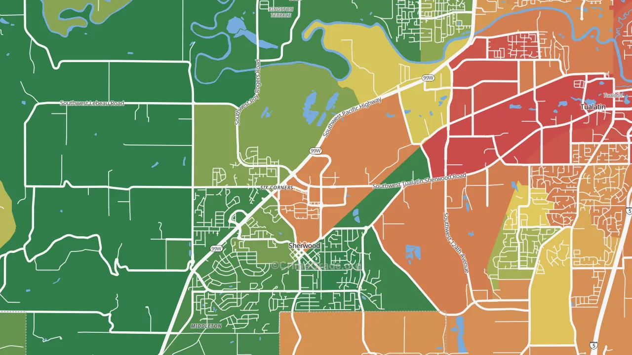Sherwood-Tualatin North, Sherwood, OR Map of Assault Rates