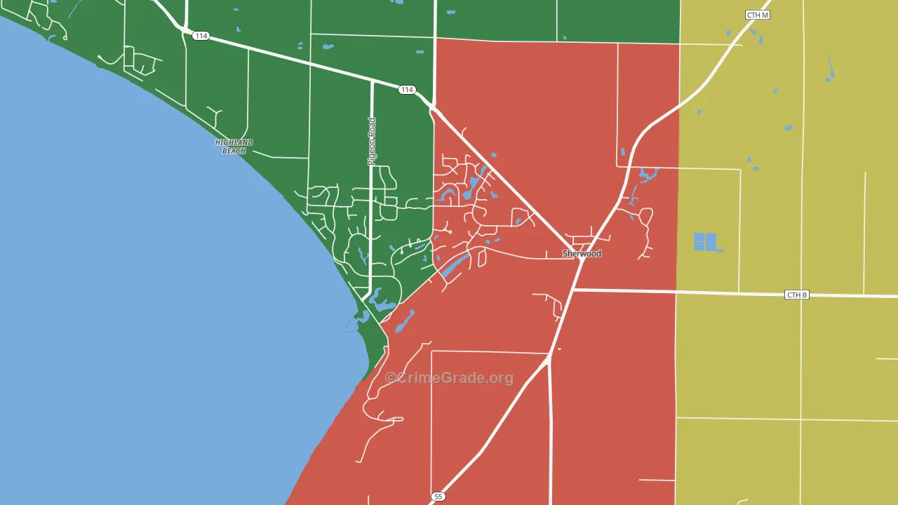 Sherwood, WI Map of Assault Rates