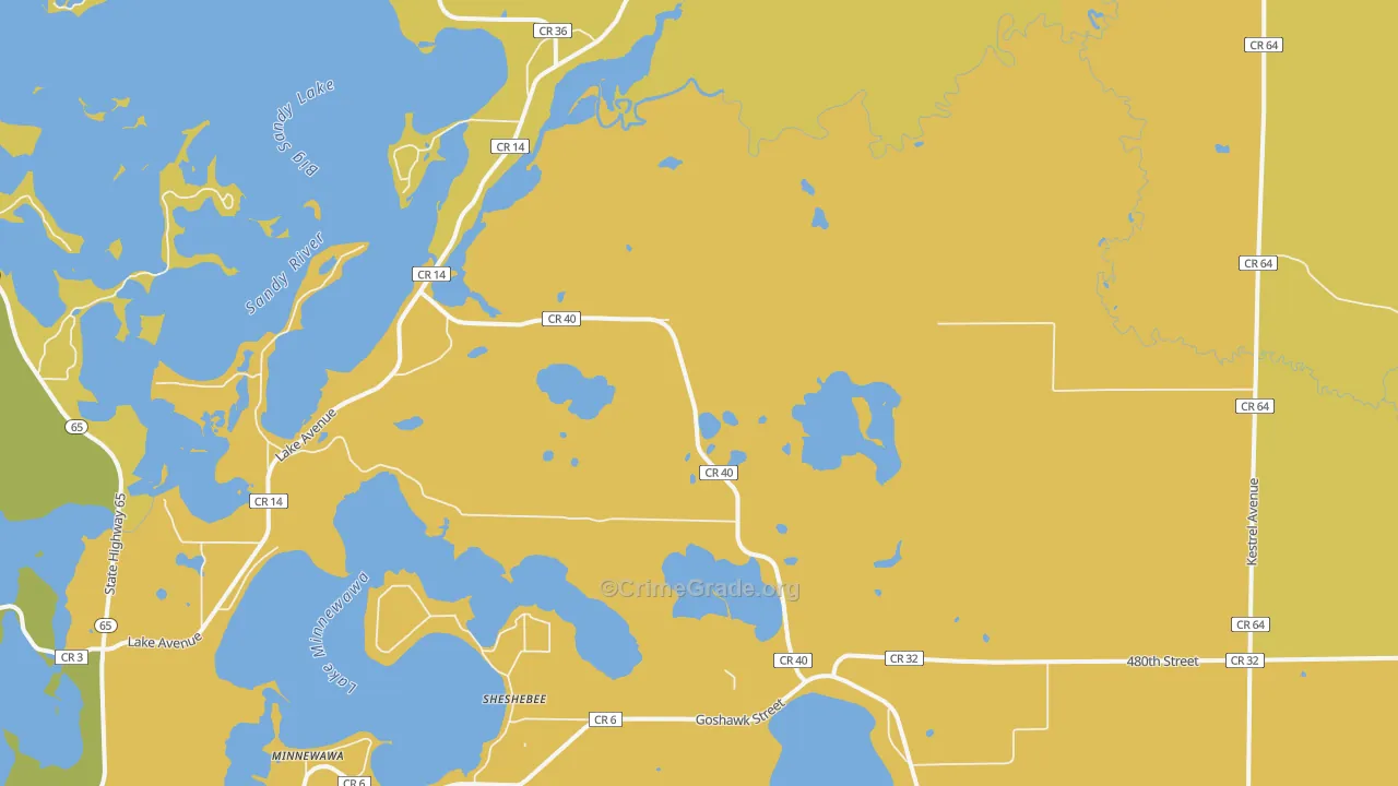 Sheshebee, MN Map of Assault Rates