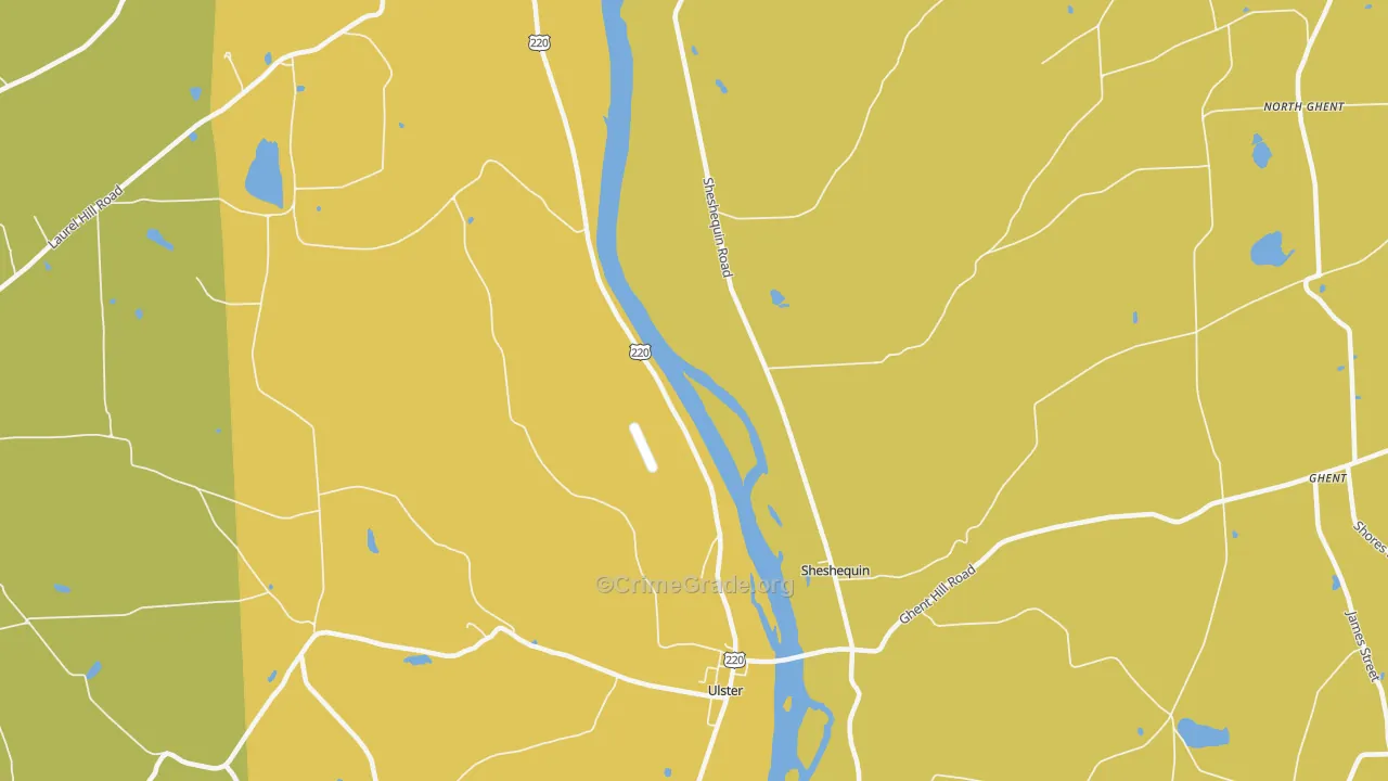 Sheshequin, PA Map of Assault Rates