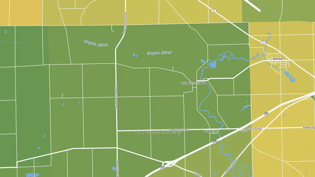 Shiawasseetown, MI Map of Assault Rates