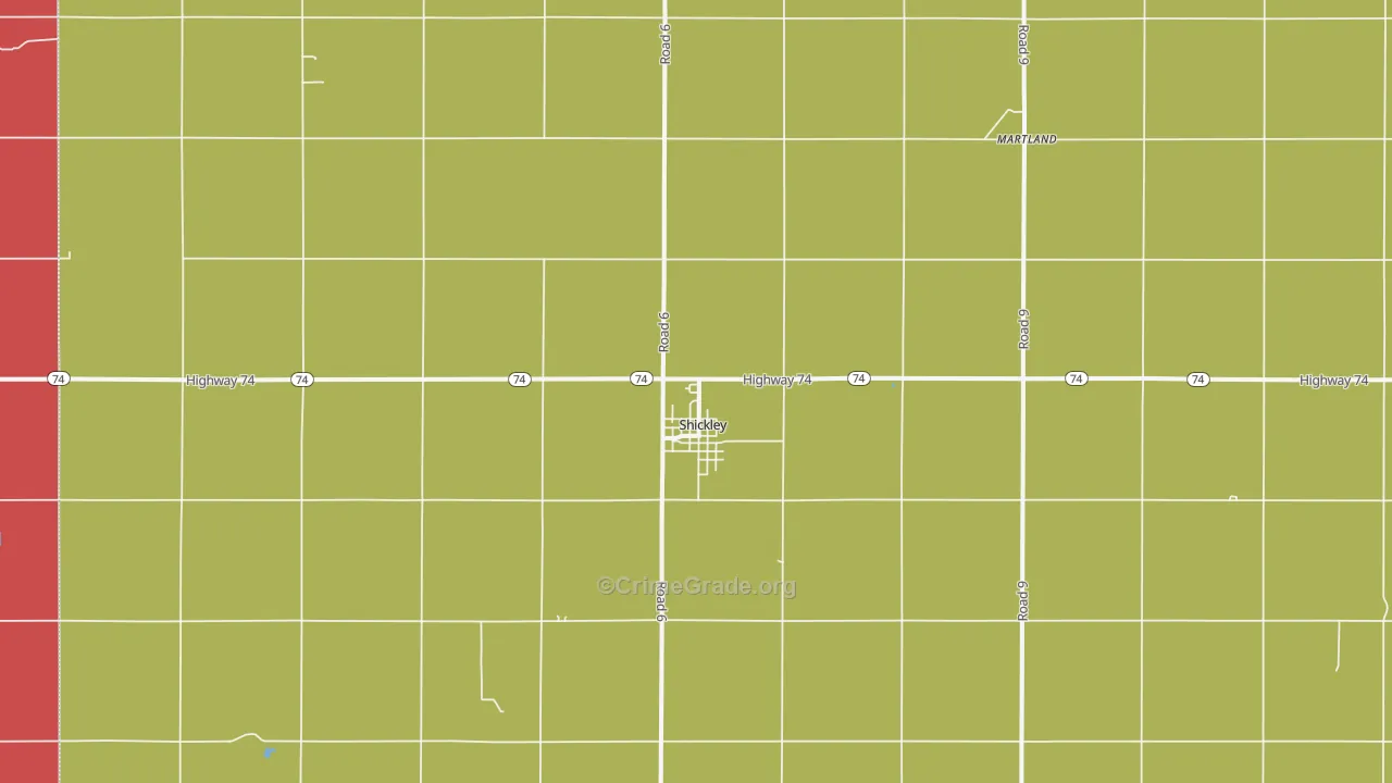 Shickley, NE Map of Assault Rates