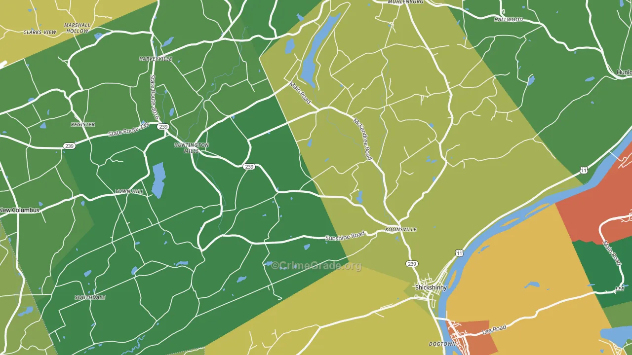 Shickshinny, PA Map of Assault Rates