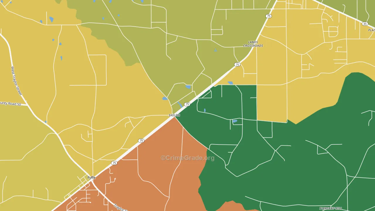 Shiloh, AL Map of Assault Rates