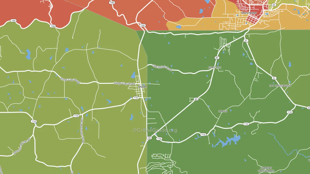 Shiloh, GA Map of Assault Rates