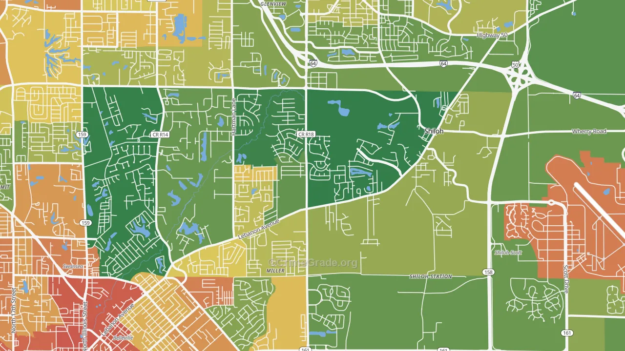 Shiloh, IL Map of Assault Rates
